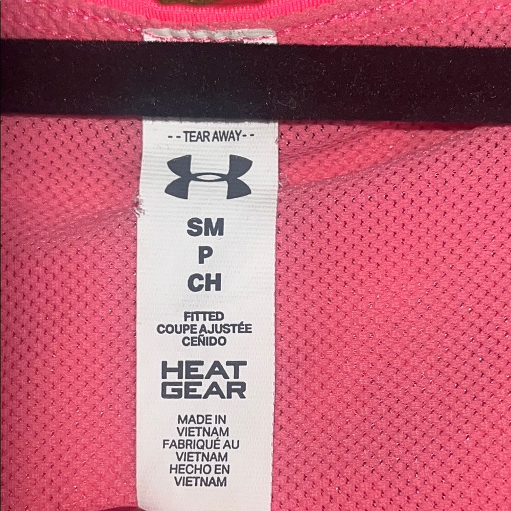 Under Armour Neon Pink 2 in 1 Racerback Tank Workout Top w/ built in padding - Picture 3 of 6